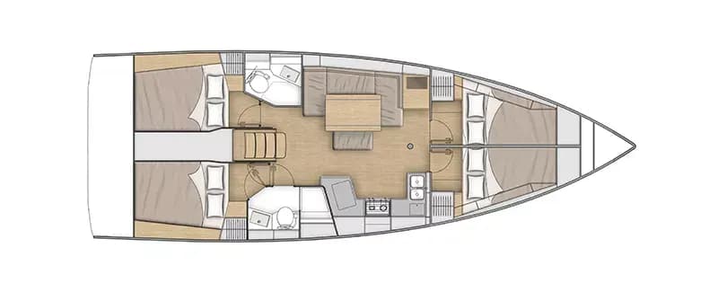 Monohull cabin layout diagram